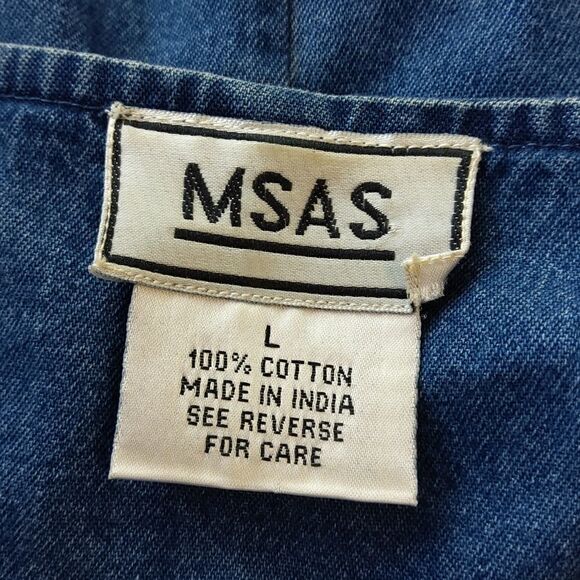 MSAS blue denim long sleeve button front embroidery and laser cutouts duster - Picture 16 of 16